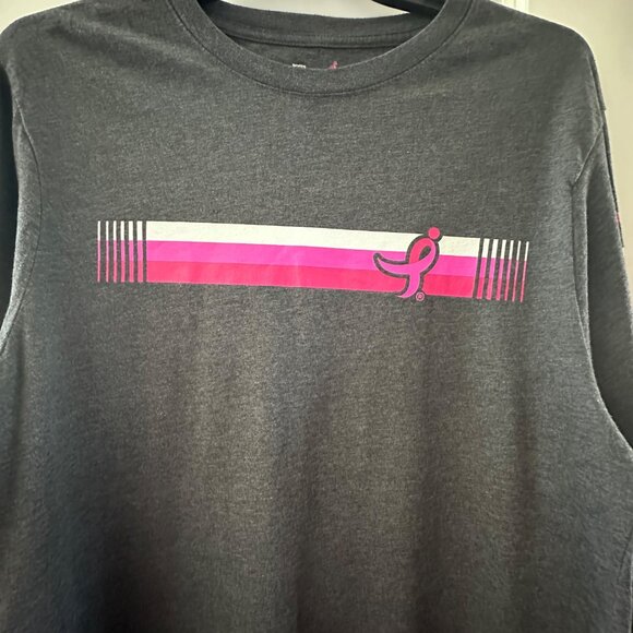 Susan G. Komen Long-Sleeve Shirt Womens XL Gray & Pink "Proud To Fight" Recycled - Picture 3 of 5